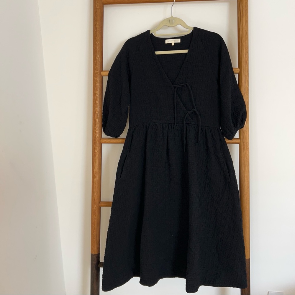 Black Textured Midi Dress